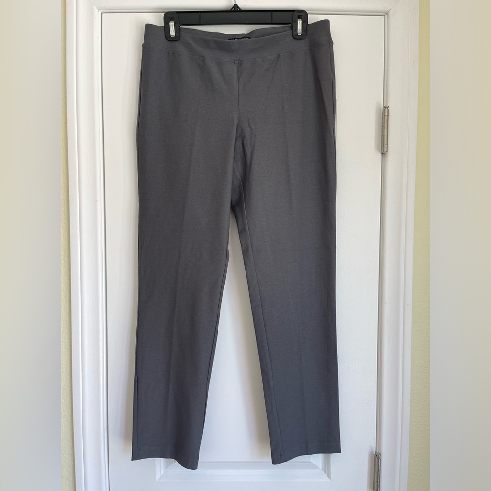 NWT Eileen Fisher Slim Ankle Pant with Yoke in Cinder Stretch Crepe Size Small
